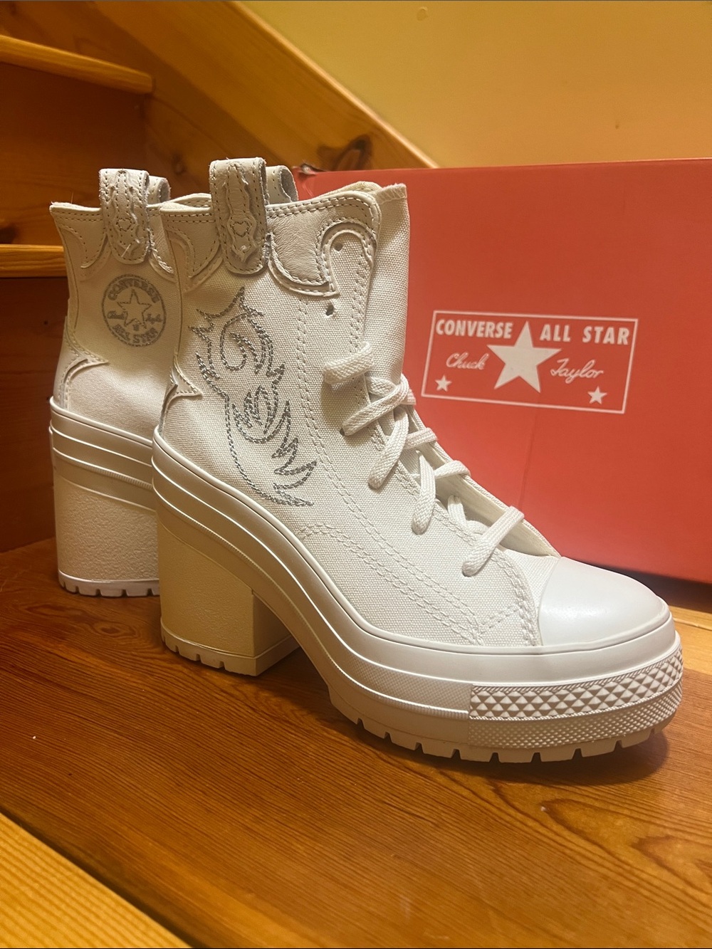 Converse White Platform Lug Heeled Boots - Women's High-Top - NIB